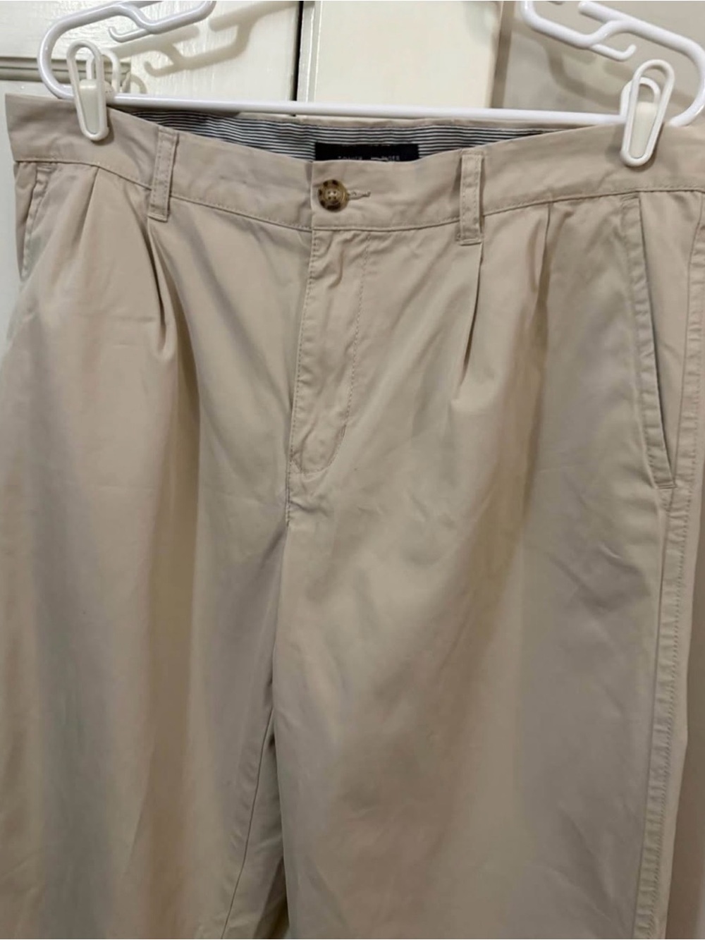 Men's Pleated Chino Pants in Beige